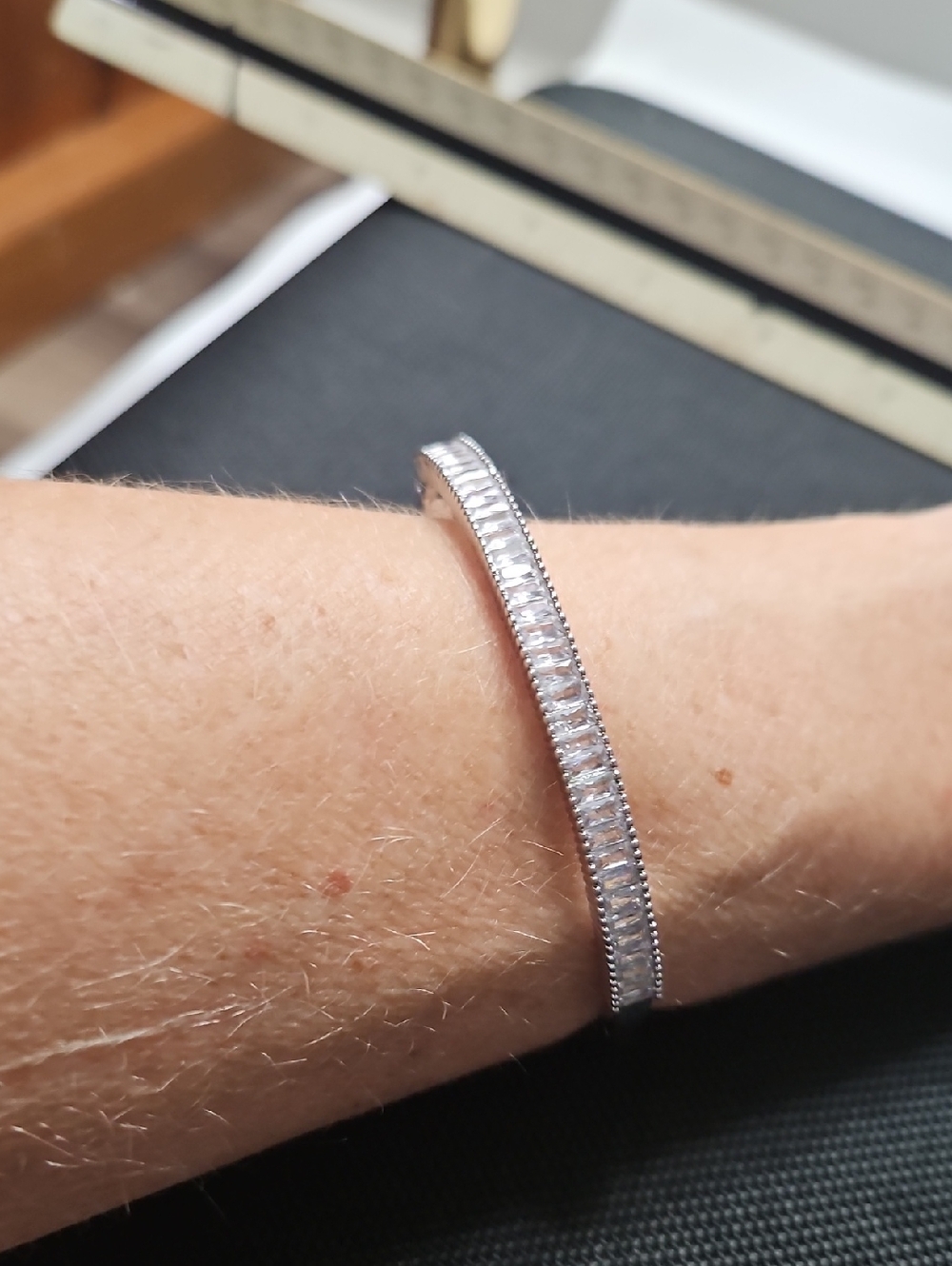 Elegant Silver-Tone Baguette Crystal Tennis Bracelet